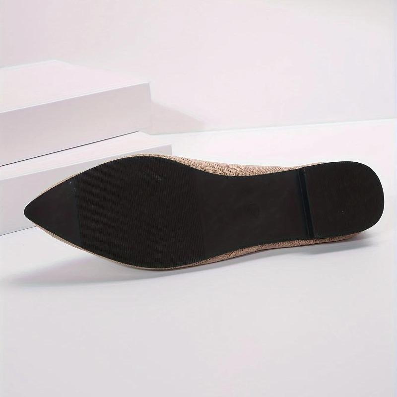 Dámské ploché boty se špičatou špičkou Jednobarevné Pletené slip-on boty Ležérní Prodyšné ploché boty Dámské ploché mokasíny Pohodlné dámské boty