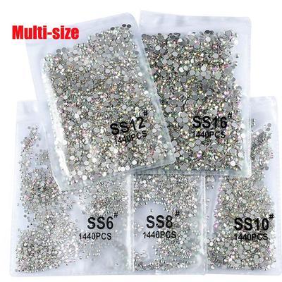 Shiny 3D Nail Art Crystal AB Flatback Glass Nail Art Rhinestone Manikyr Dekor Kristaller Stenar