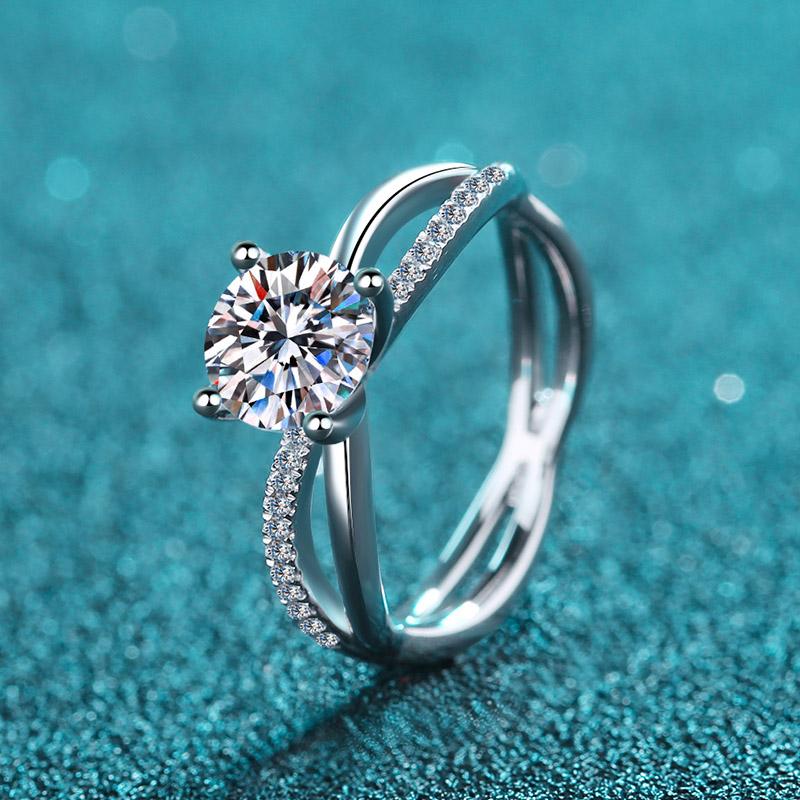 Hot Sales 925 Sterling Silver Women s Engagement Ring 1ct Moissanite Cut Jewellery Floral Design 5&6.mm zircon
