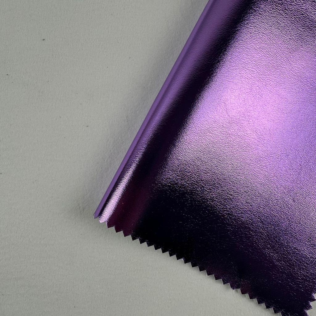 Iridescent Metal-Texture PU Leather with 1.2mm Cotton Fluff Backing for Luggage and Glasses Case Packaging