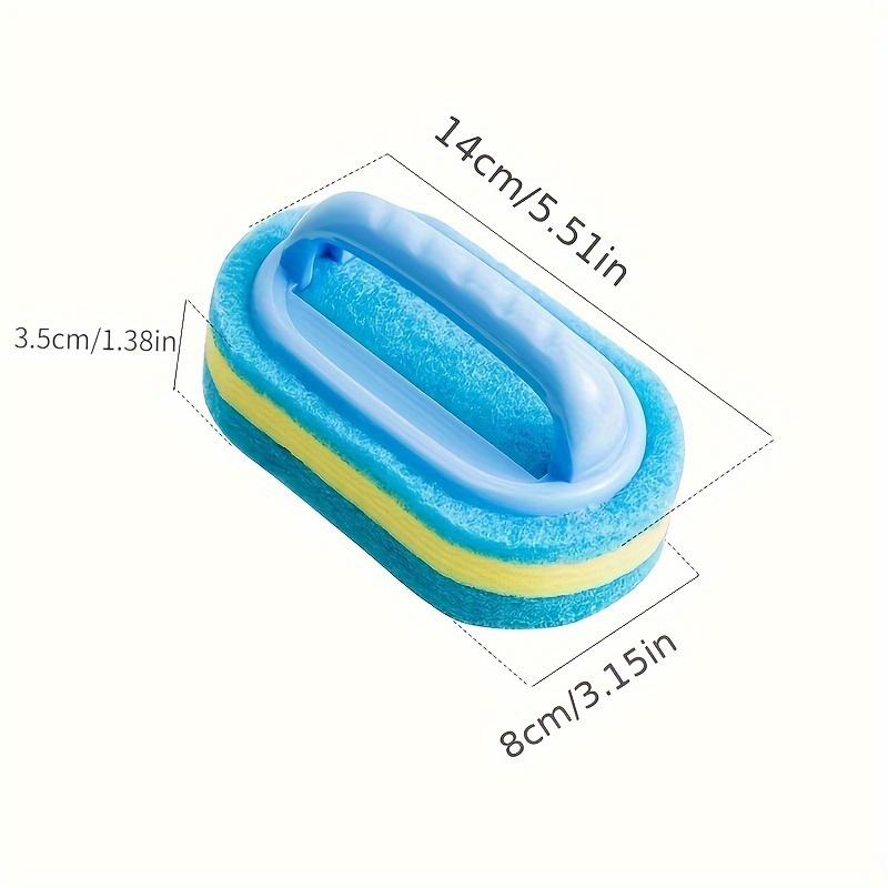 1pc Multi-Purpose Magic Cleaning Sponge with Ergonomic Handle Blue & Yellow Striped Scrubbing Pad for Kitchen, Bathroom,Toilets & Ceramics
