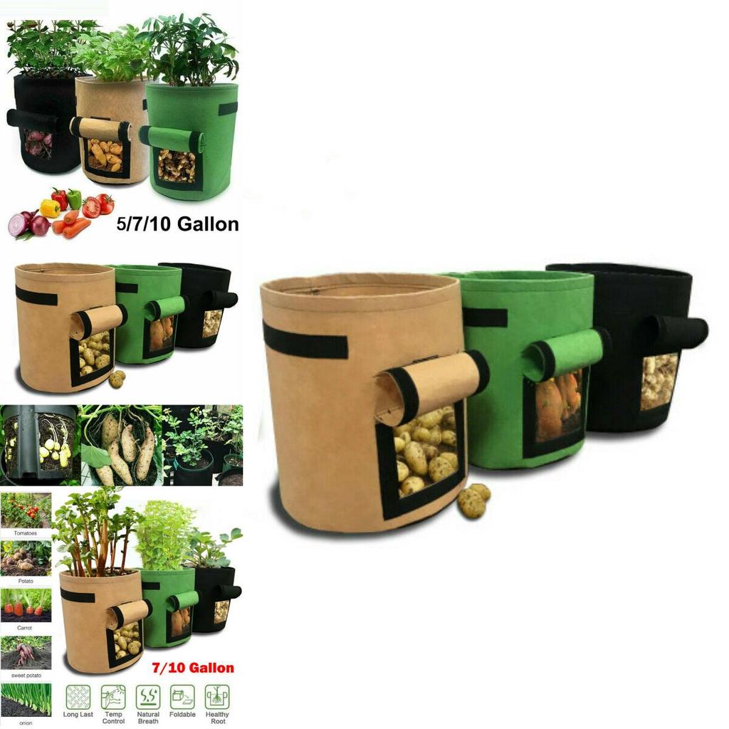 Durable And Reusable 5/7/10 Gallon Vegetable Grow Bags With Convenient Carry Handles