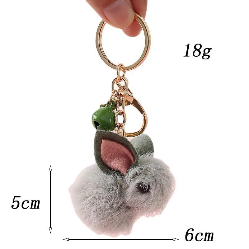 Cartoon Faux Fur Plush Rabbit Keychain Cute Wool Felt Strawberry Teddy Doll Shape Keyring Women Wallet Ornaments