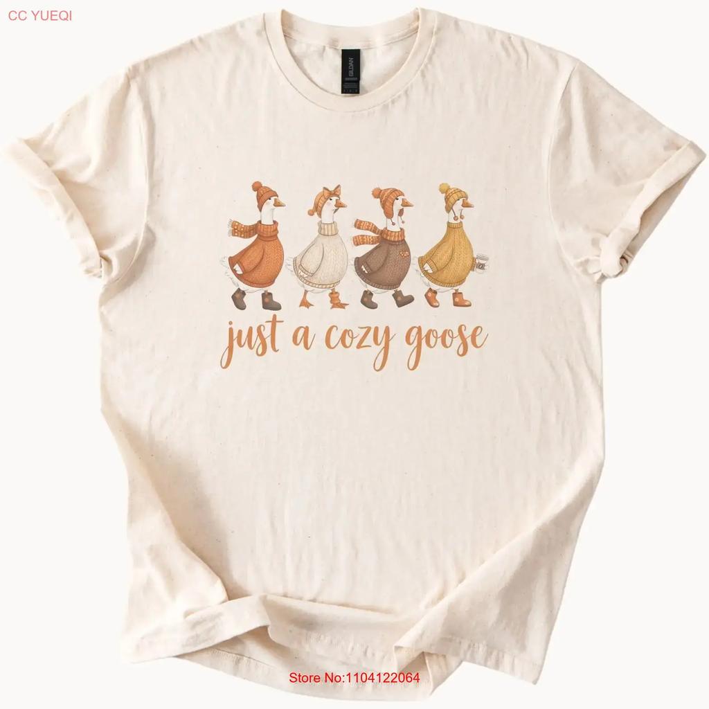Cozy Goose T Shirt Fall Cute Autumn Geese Walking Sweater Top Vintage Versatile Graphic Stretched Stylish