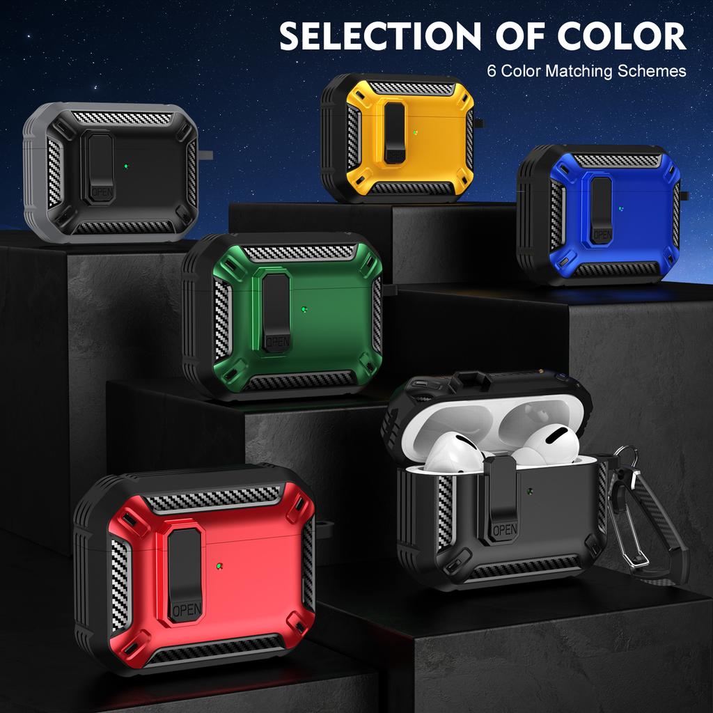Security Lock Case For AirPods Pro 3 Pro 2 1 airpods 4 Cover TPU PC Protective Cases Fundas Earphone Accessories With Hook