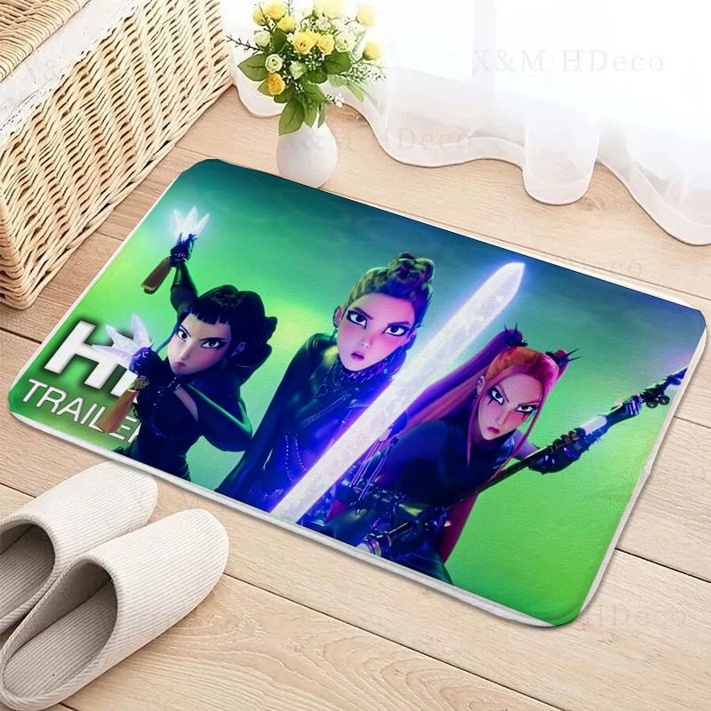 Kpop D-demon Hunters Floor Mat Rectangle Anti-slip Home Soft Badmat Front Door Indoor Outdoor Mat Welcome Doormat