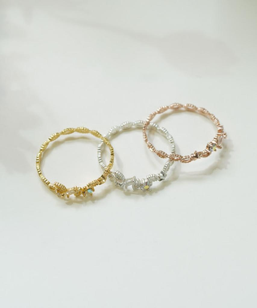 Alleun Silver 925 Layered Gemstone Cubic Flower Ring