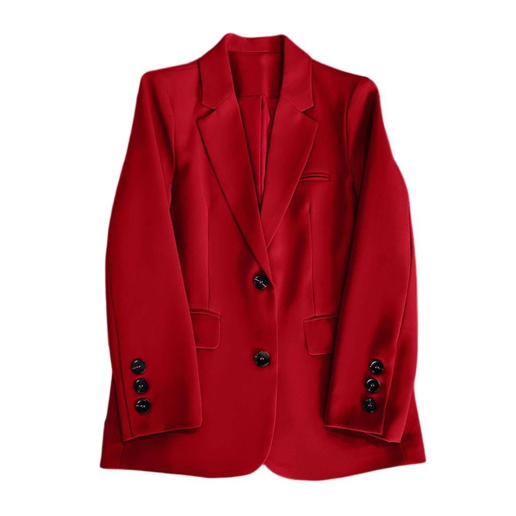 Women Fashion Long Sleeve Single Button Jackets Elegant  Lady Business Casual Blazers