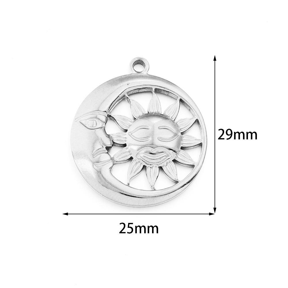 2pcs/lot Stainless Steel Retro Pendant Gold Color Sun Flower Moon Shape Charms For DIY Crafts Necklace Earrings Gift Accessories