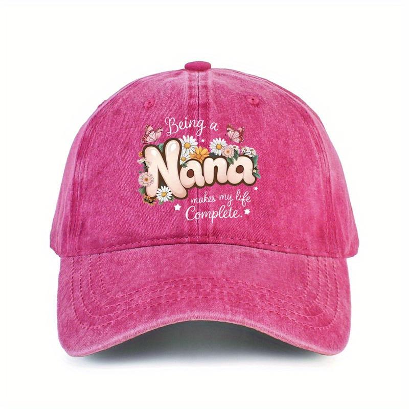 Being a Nana Makes Life Complete Floral Butterfly Baseball Cap Adjustable Casual Sun Protection Hat One Size