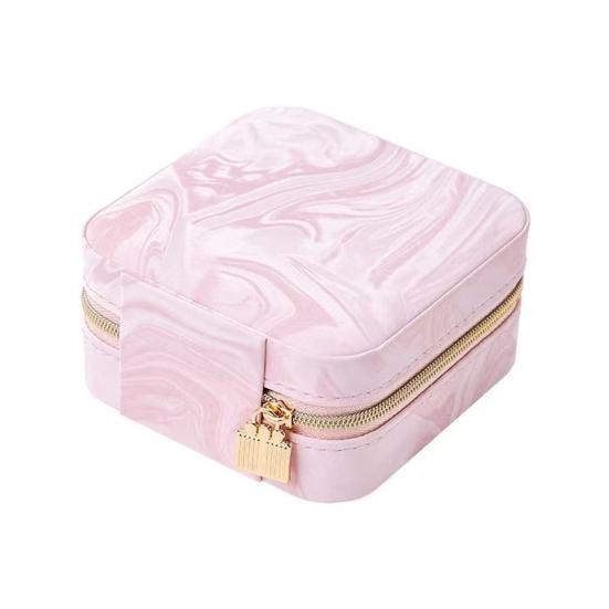 Portable Jewelry Box Faux Leather Travel Organizer for Earrings Necklaces Rings Elegant Velvet Lining Compact Jewelry Case for Women Girls