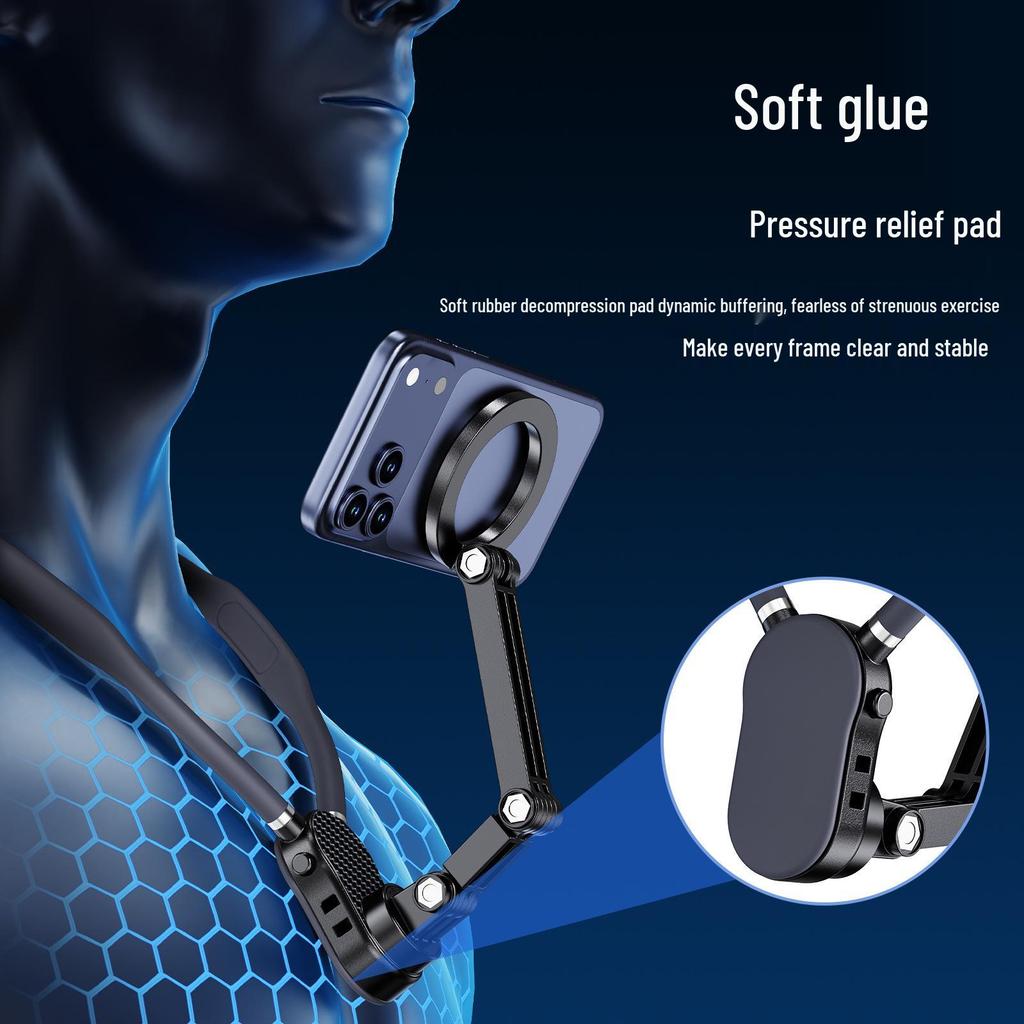 Magnetic Neck-Mounted Phone & Camera Chest Holder for Cycling & Vlogging - Compatible with DJI & GoPro.