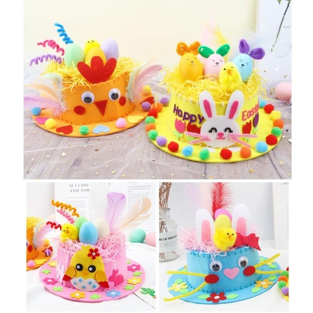 Handmade Decorations Easter Hats Colorful Eggs Bunny Chick Cartoon Cap DIY Craft Kit  Easter Party
