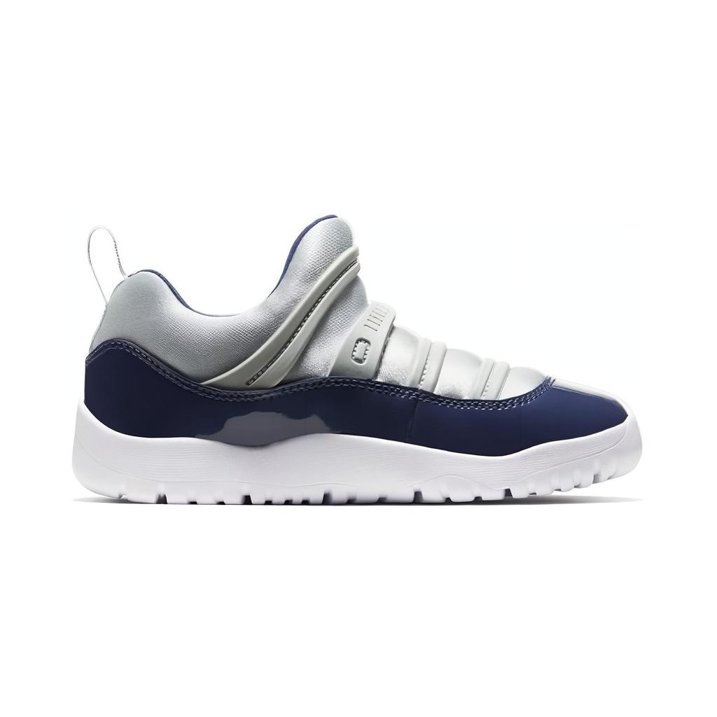 Jordan Air Jordan 11 Retro Little Fle Low top Children's Basketball Shoes Blue Silver Children Aged 3 7 Years Old BQ7101-007