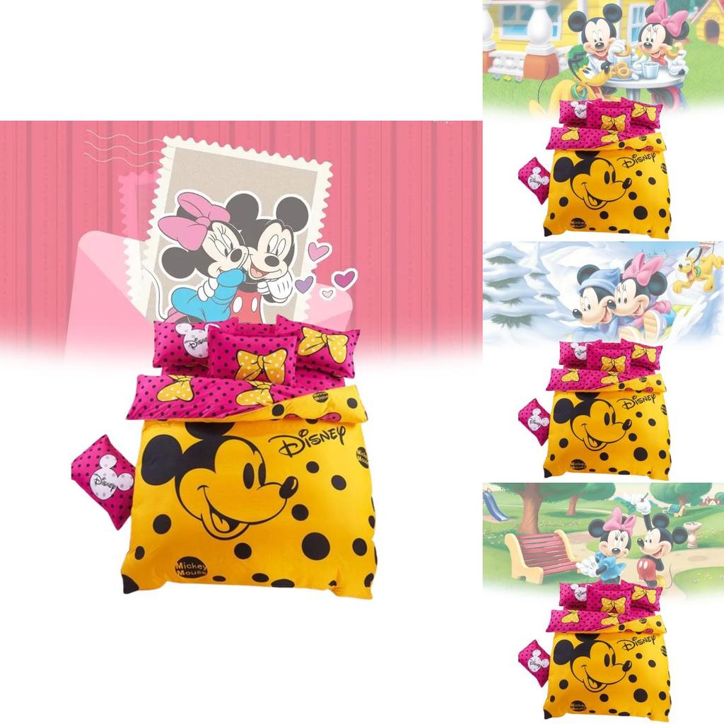 Mickey Mouse Kids Bedding Set With Long Staple Cotton Four Piece For Nursery And Toddler Room
