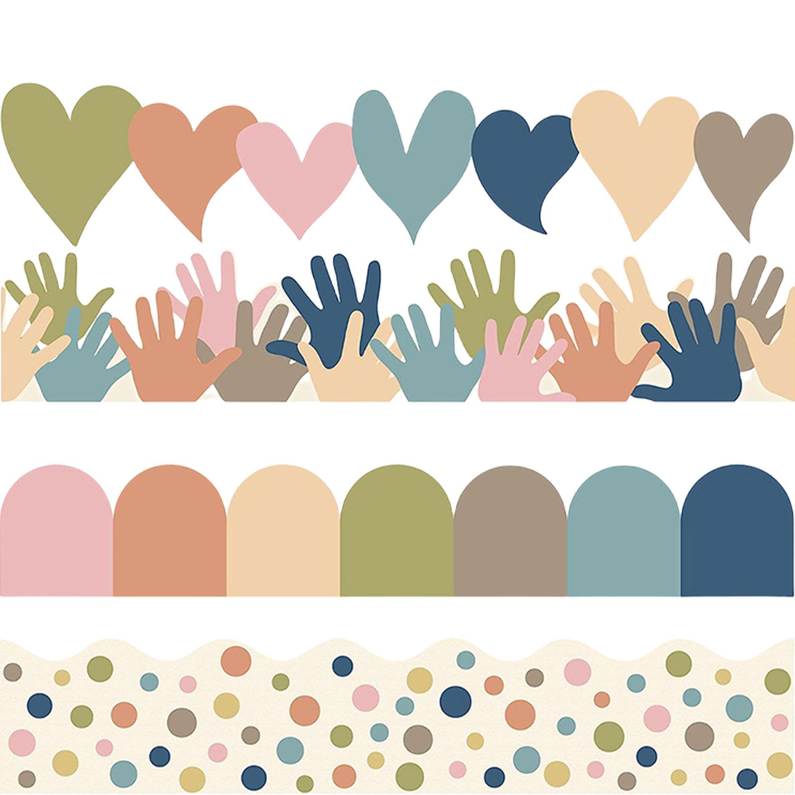 

80 шт. бордюр для доски объявлений для украшения классной доски, отделка в виде сердца, цветные точки, отделка, настенные наклейки