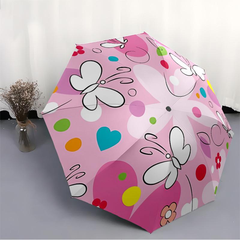 1pc Butterfly Pattern Automatic Opening/Closing Umbrella with Operation & Windproof Canopy yy260311076