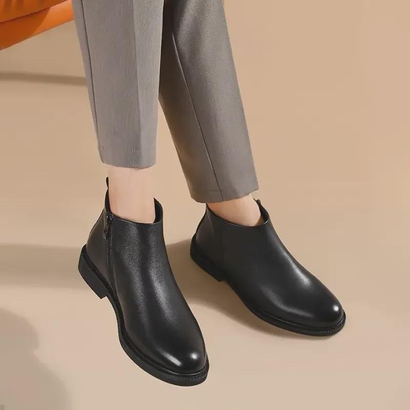 Herren Chelsea Lederstiefel im europäischen Stil - Einfarbig, Winterkollektion.