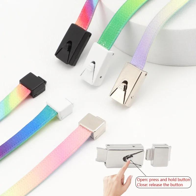 1 Pair Elastic Shoe Laces Rainbow No Tie Shoelaces For Sneaker Men And Women Fashion Leisure Lazy Shoes Lace Rubber Band