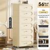 Cream Style Plastic Storage Cabinet: Thick Drawer-Type Bedside Table for Bedroom or Living Room Snack Storage.