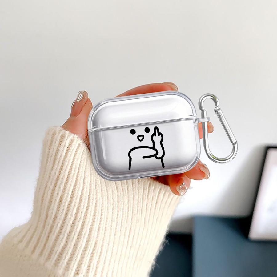 Cute Stick Figure Gestures Case For Airpods 4 Pro3 2 Pro2 3 Pro 1 Clear Earphone Cases Cover