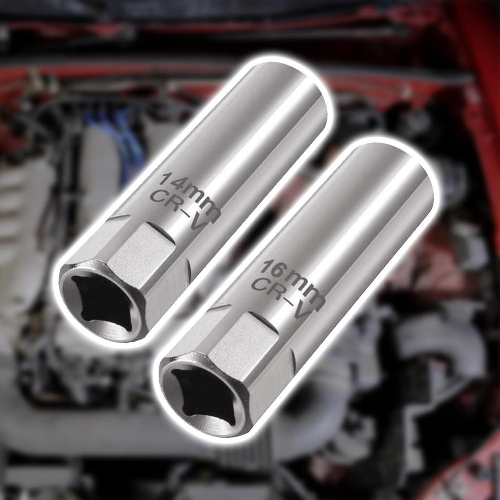 Spark Plug Wrench Set Removable Tool for Replacing Spark Plugs In Automobiles (2 Pieces) Thin-walled, (14mm/16mm).