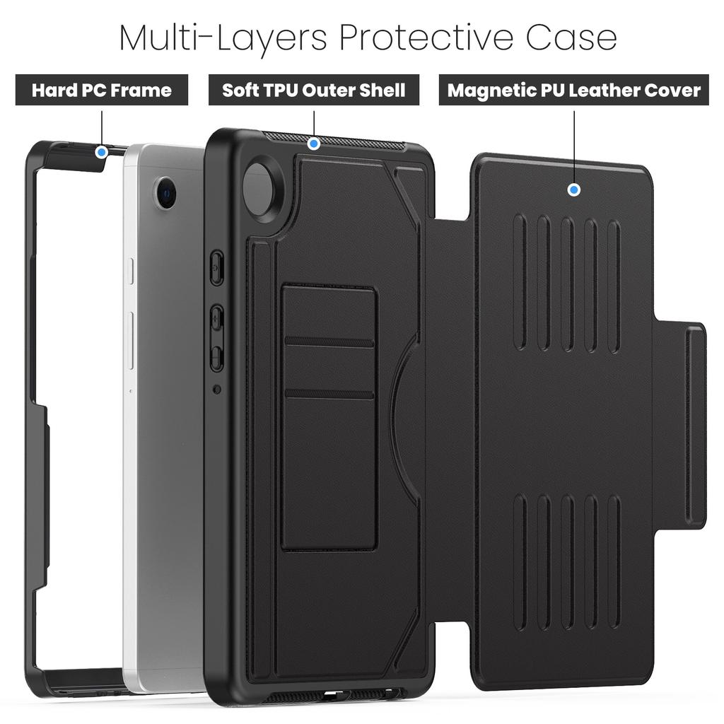 Magnetic Case For Samsung Galaxy Tab A9 2023 8.7 inch SM-X110 SM-X115 SM-X117 Multi-angles Stand Cover Luxury PU Leather Shell