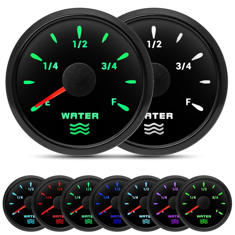 Waterproof 2"52mm Water Level Gauge 0-190ohm Water Level Sensor 100~575mm Custom 7 Color Water Tank Meter Indicator Car Boat