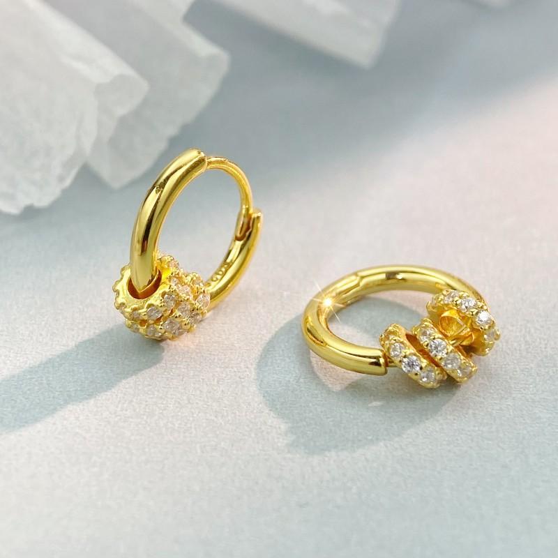 Sterling Double-Wear Hoop Earrings With Zirconia Crystals Geometric Circle Design Minimalist Chic 925 Sterling Silver