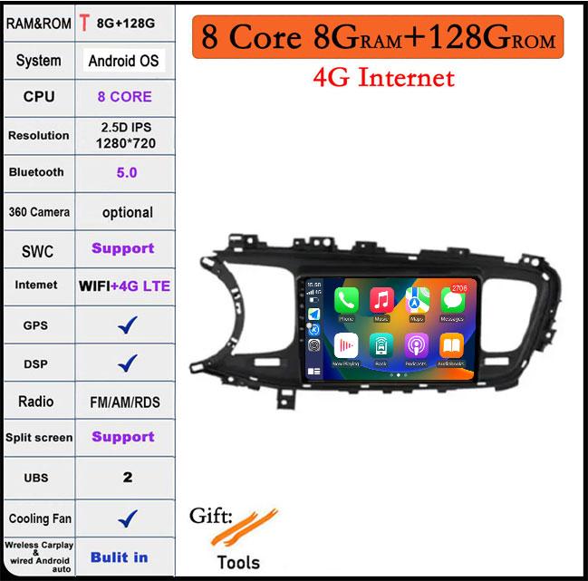 9 lnch For Kia K5 Optima 3 2011-2015 Car Radio Video 4G+wifi Multimedia Navigation GPS Stereo Android Auto Touch Screen
