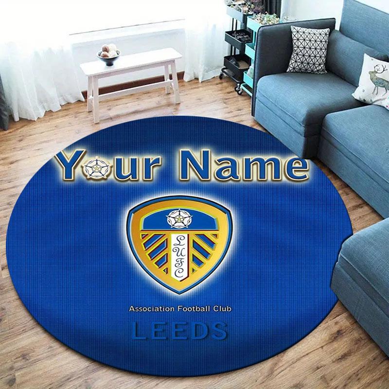 Leeds United Custom Name Round Area Rug,Carpet Rug for Living Room Bedroom Sofa Playroom Decor,Non-slip Floor Mat