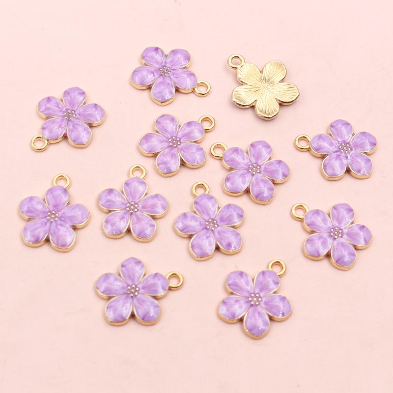 20pcs 17x14mm Flower Charms Pendant Enamel Alloy Small Cute Flower Charms DIY Jewelry Accessories Findings for Necklace Earrings