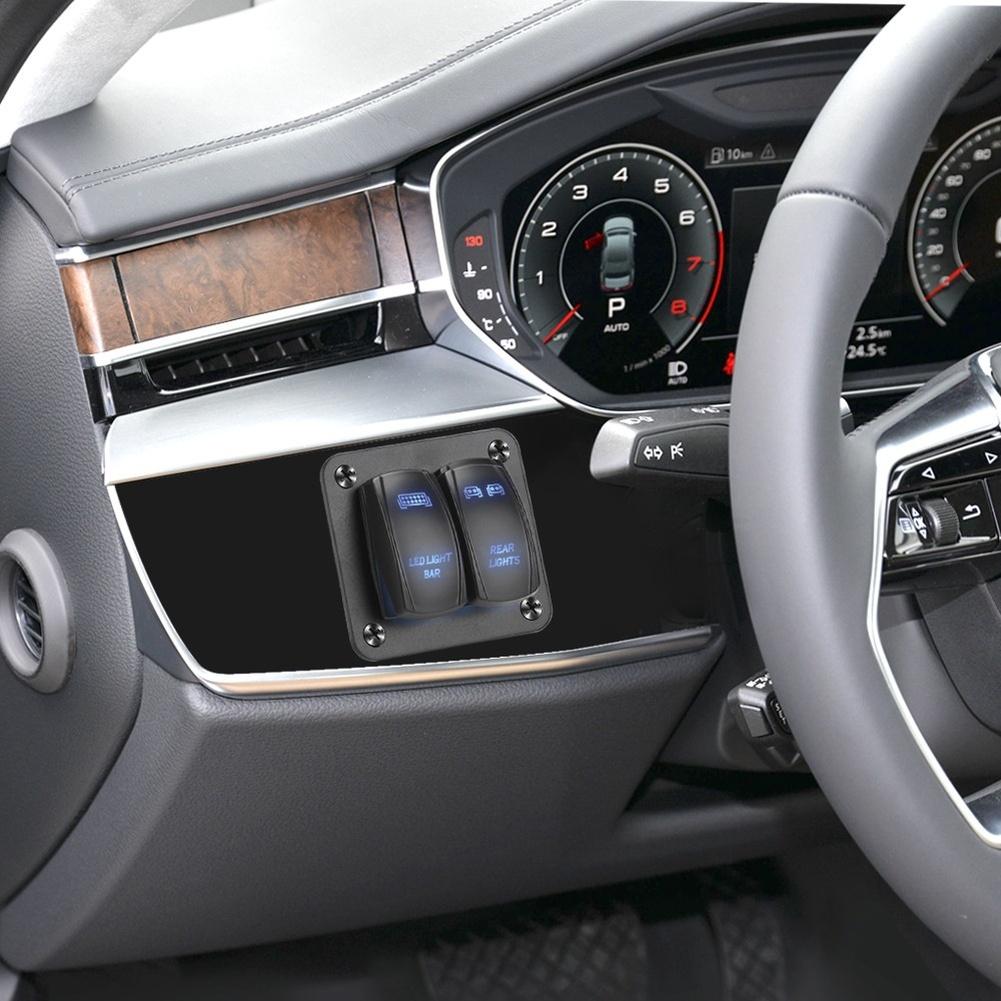 Pre Wired 2 Gang Rocker Switch Panel Aluminum 12V 24V for Vehicle Applications For Car RV Boat Yacht LED Control
