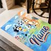 Bluey's Soccer Fun Customizable Name Floor Mat Suitable for Entryway Dormitory Dining Room Decorate room Anti-slip Rug Anime Office Decor