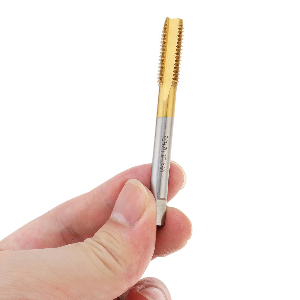 Metric M8 x 1.0 1.25 HSS Ti-Coated Straight Flute Thread Tap Titanium Coated Right Hand Straight Flute Screw Thread Machine Tap