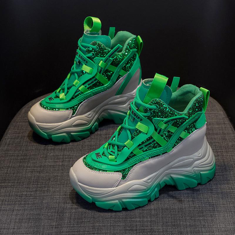 Women's 2024 Autumn Height-Enhancing Sequin Dad Shoes: Stylish and Versatile Casual Thick-Soled Footwear