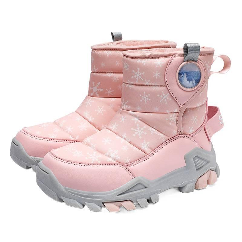 Children's Snow Boots with Thick Waterproof Design, Boys' Anti-slip Cotton Shoes, Girls' Cotton Boots