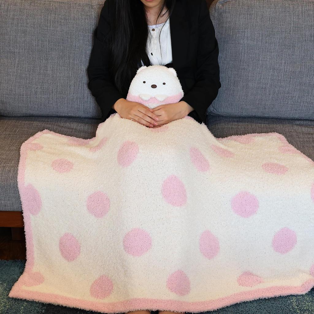 Marushin Sumikkogurashi Mascot Blanket with Fluffy Polar Bear, Cute and Fluffy, Made with Mitt Fabric, Stylish Winter Item, 6575041000