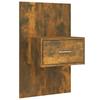 Bed Headboard with Nightstands Smoked Oak Wood Based Material