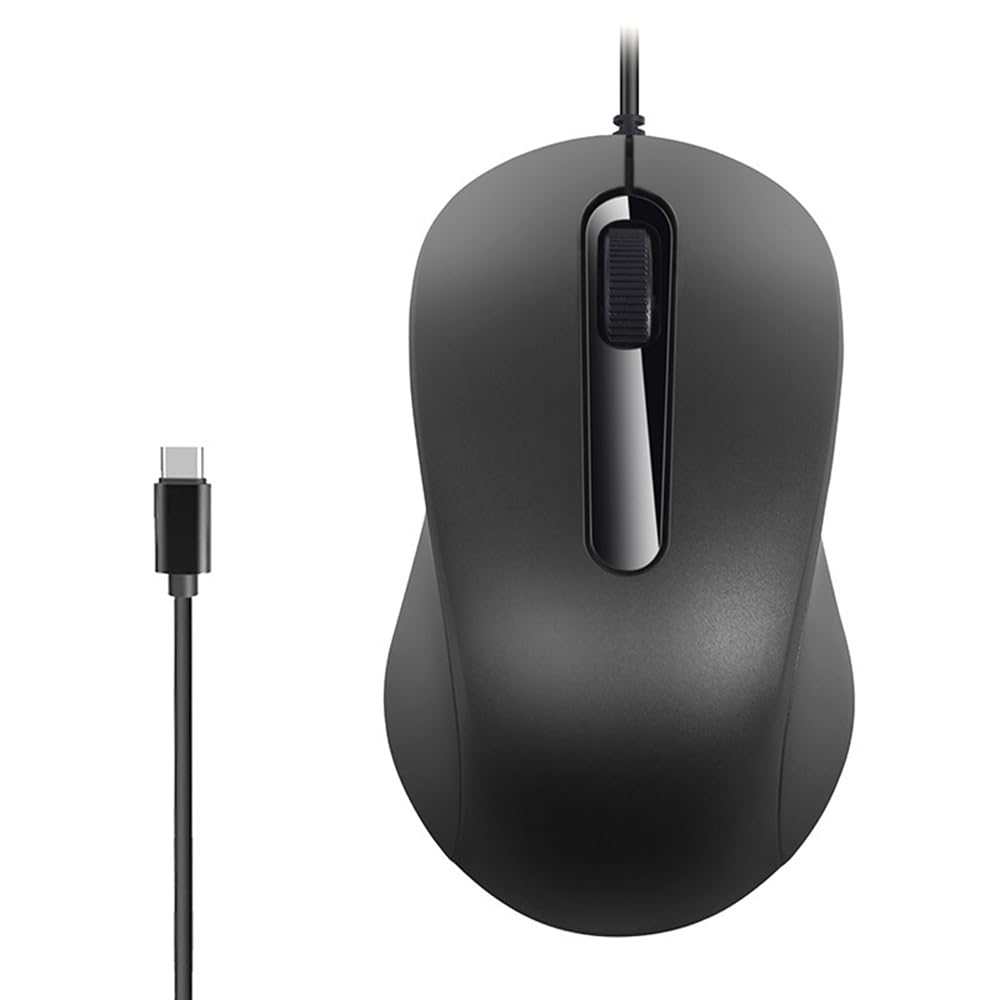 

Wired Mouse with USB Type-C Connection, Silent Buttons, Medium Size, Cute, Lightweight, Symmetrical, 1000 DPI Optical, Compatible with Mobile Phones,