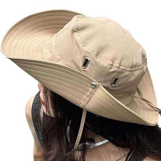 Chapeau de cowboy western UPF 50+ Respirant Ventilé Protection Solaire Large Bord Chapeau seau avec Cordon coupe-vent réglable Randonnée Camping Plein air Pêcheur