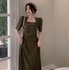 French temperament, Hepburn-style little black dress, niche design, waist-cinching slimming square neckline, pure desire, sweet and spicy dress for 