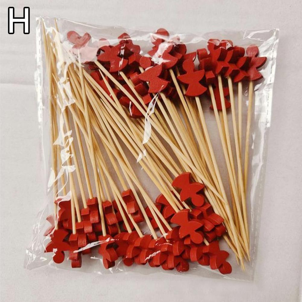 50 Count Bamboo Appetizer Picks Santa Theme Party Toothpicks For Holiday Fruit Salad Dessert Buffet Table Decorations