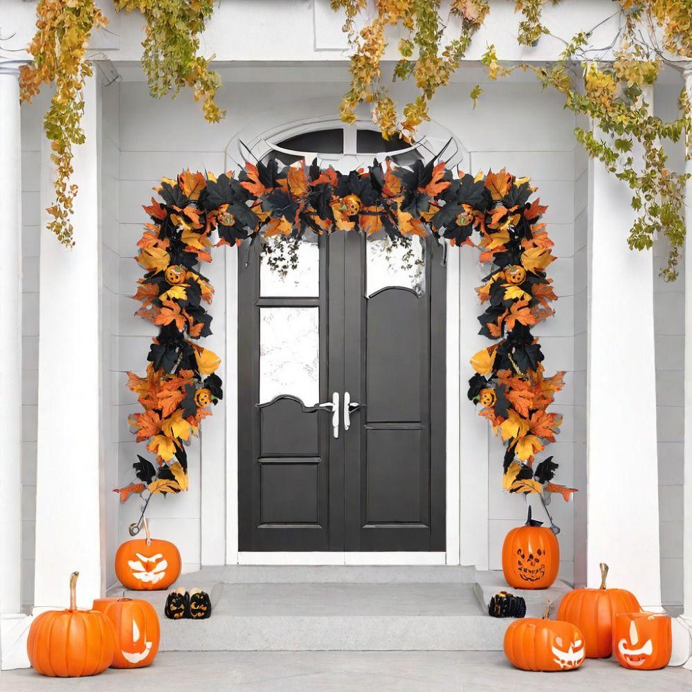 Silk Halloween Leaf Vines Plastic Artificial Hanging Vine Garland Front Door Decor