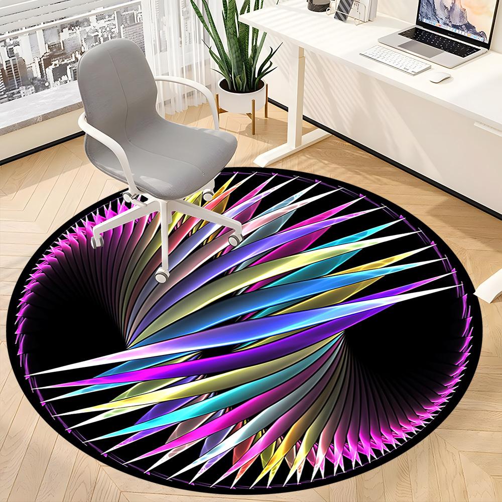 1pc Colorful Spiral Pattern Chair Carpet for Office Non Slip, Machine Washable Rug for Office, Room Holiday Decor for Christmas, Birthday Polyester