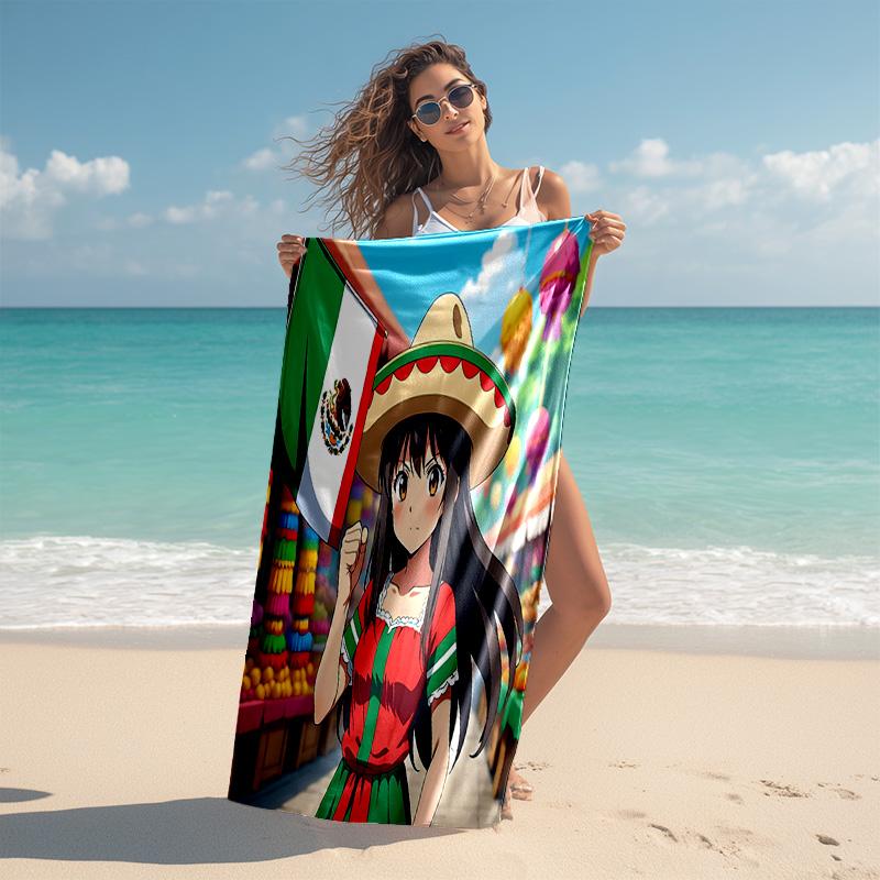 1pc Mexican Festival Celebration Cartoon Quick Dry Microfiber Bath Towel for Swimming Surfing Camping Unisex Holiday. SJT7201155