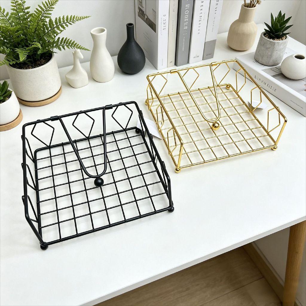 Iron Napkin Holder With Electroplated Finish For Hotel And Cafe Table Decor
