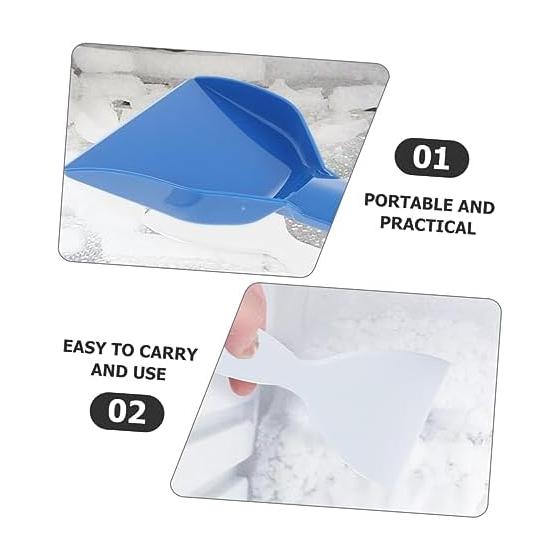 4 Pieces Plastic Refrigerator Ice Scoop Ice Scraper Cleaning Scoop Multipurpose Defrost Tool for Home Freezer Showcase Cleaning Snow Shoveling