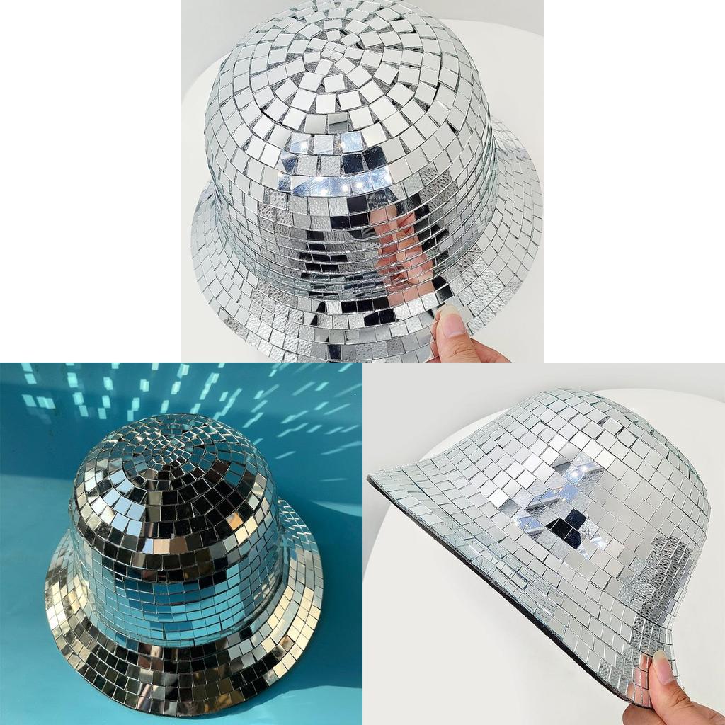 Discobuckethat Glitter Glass Sequin Fisherman Hat With Sun Protection For Nightclub And Party