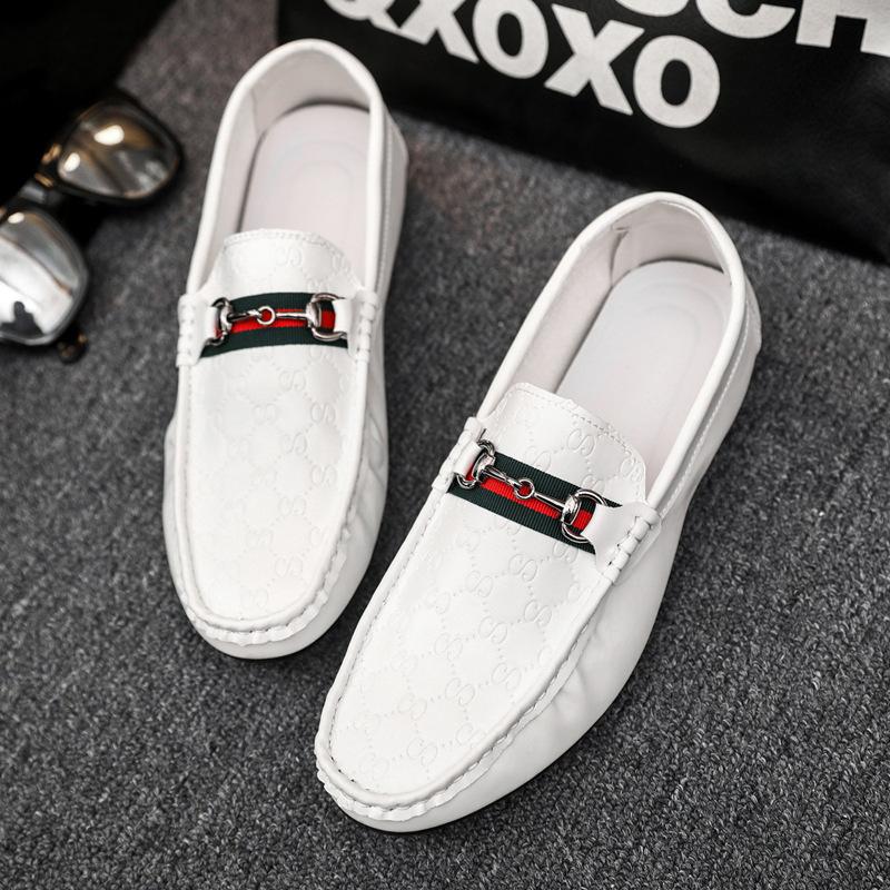 

2025 новые кожаные шапочки мужские туфли с одной педалью для вождения маленькие кожаные туфли мужские молодежные модные облегающие мужские туфли для ленивых 44 белый